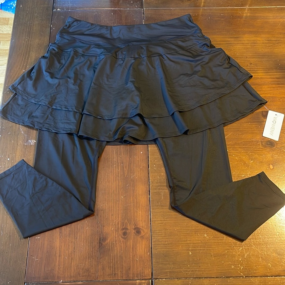 NWT Woweny Double Layer Skirted Workout Pants With Double Pockets